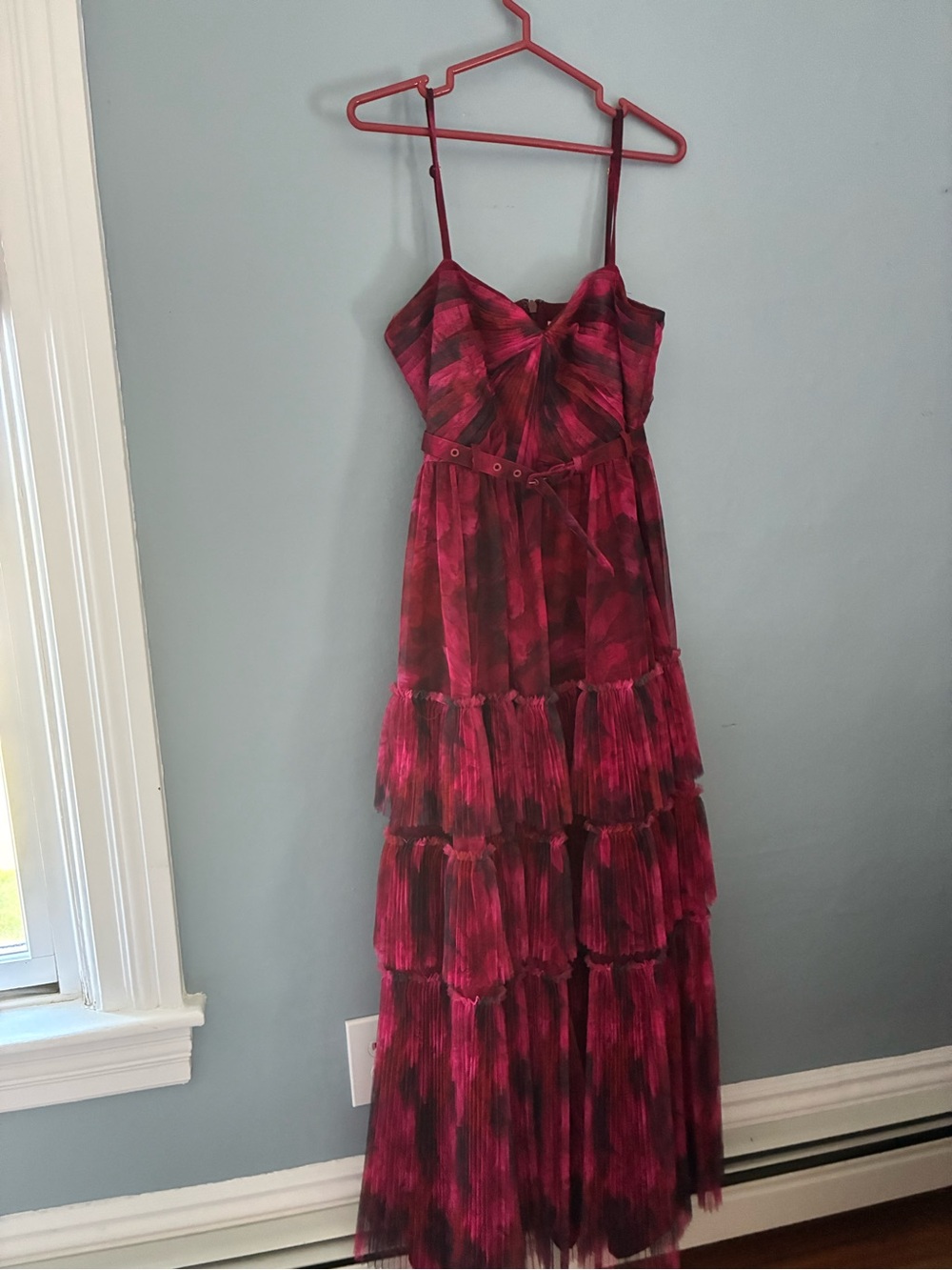 Hutch Tiered Pink and Black Maxi Dress with Spaghetti Straps